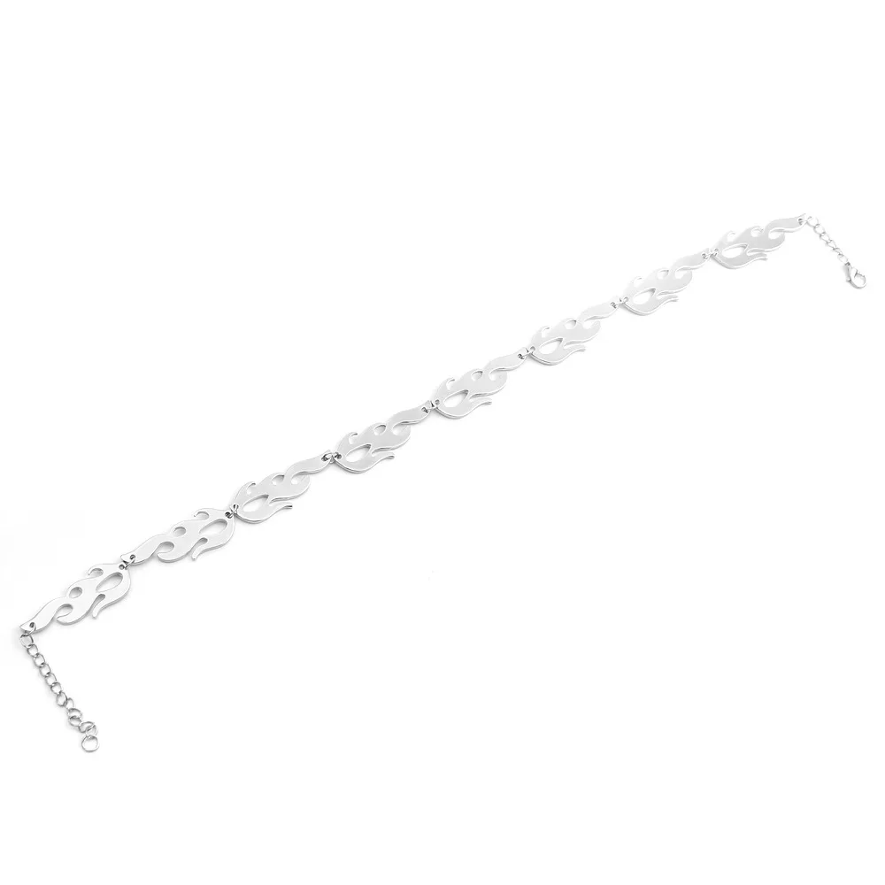 KingDong Choker Ожерелье Пламя Мужчины Хип-Хоп Персонализированные Кулон Серебряная Цепочка Унисекс Женщины Ювелирные Изделия Партия Панк Геометрический Сплав