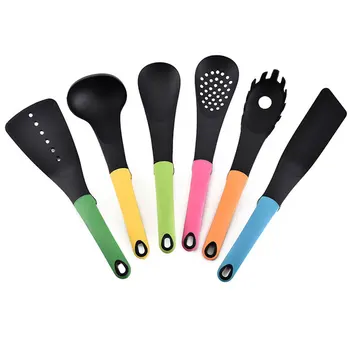 

6 Pieces Set Spatula Kitchen Utensil Heat Resistant Nylon Cooking Tool Slot Spaghetti Spoon Gadget Cookware Long Handle