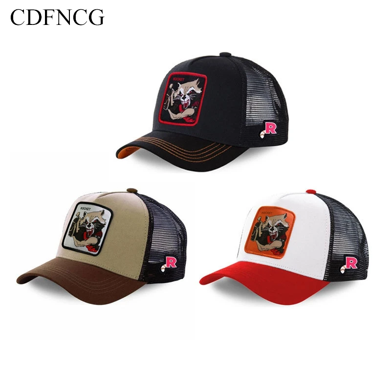 

2019 Summer Guardians of The Galaxy Snapback Pop Embroidery Rocket Breathable Baseball Cap Streetwear Sun Dad Hat for Men Women