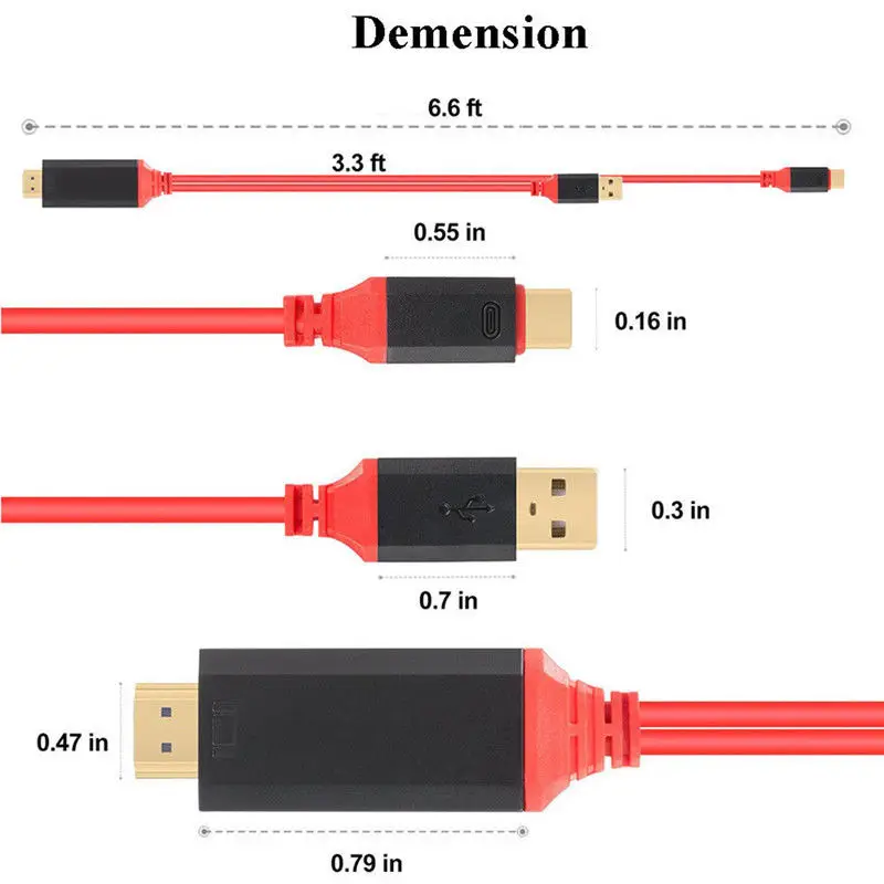 Type-C к HDMI конвертер 4 к 30 Гц HD внешний Видео Графика Удлинительный кабель/адаптер 2 м USB 3,1 USB C к HDMI кабель для Macbook HDTV