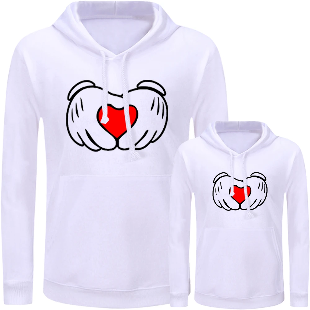 

Hand Love Galaxy Space Infinity Design Matching Family Outfits Hoodies Dad Mom Daughter Son Sweatshirts Printed Pullovers Gift