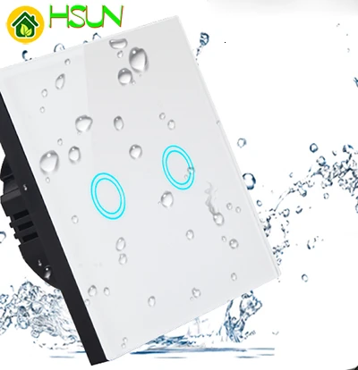 86 type EU Wall Switch Touch Switch Sensor Switch 2 Gang Smart Remote Control Luxury Crystal Glass Panel Light Waterproof