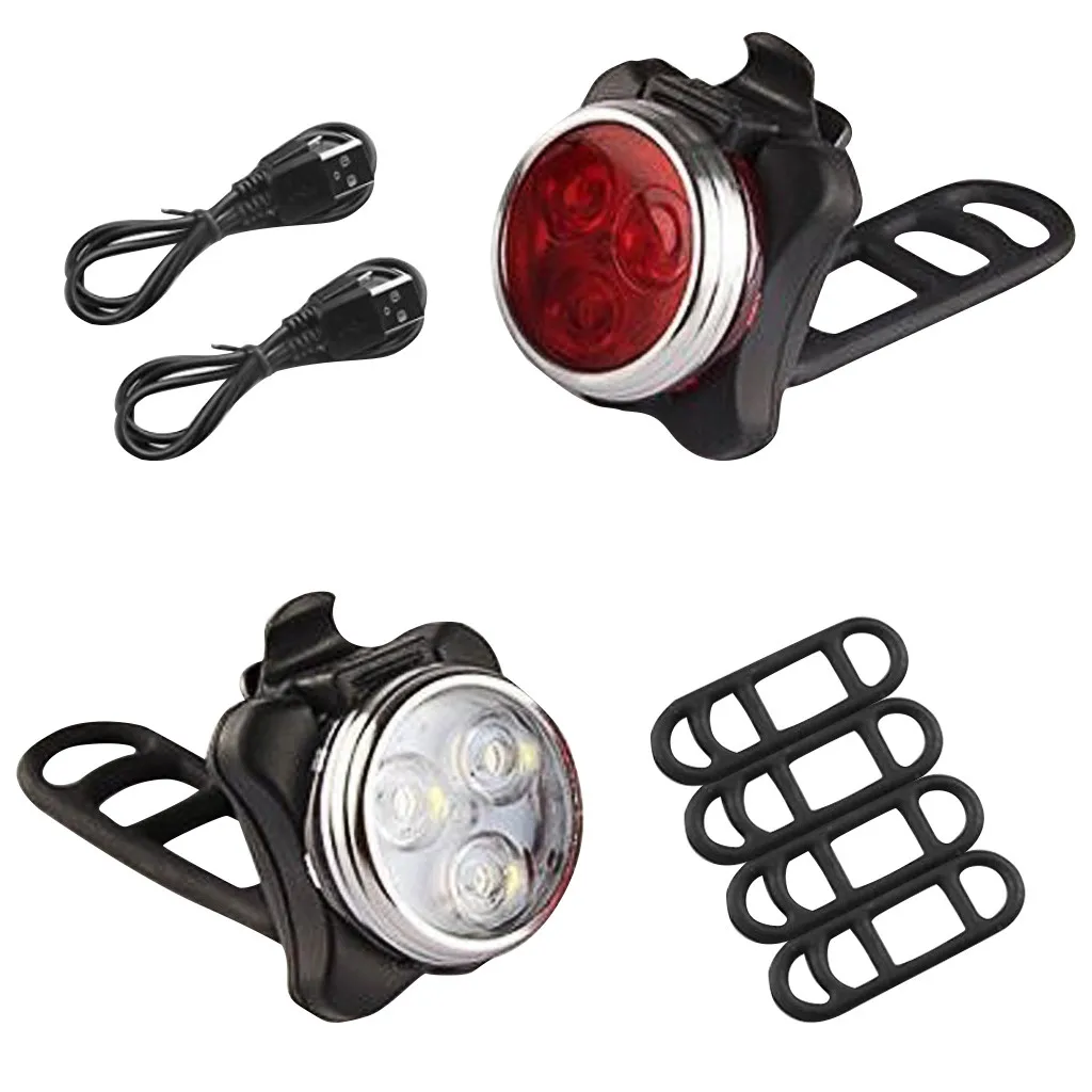 IN STOCK USB Rechargeable Cycling Bicycle Light 3 LED Head Front Tail Clip Lamp Outdoor Bike Accessories ciclismo | Спорт и