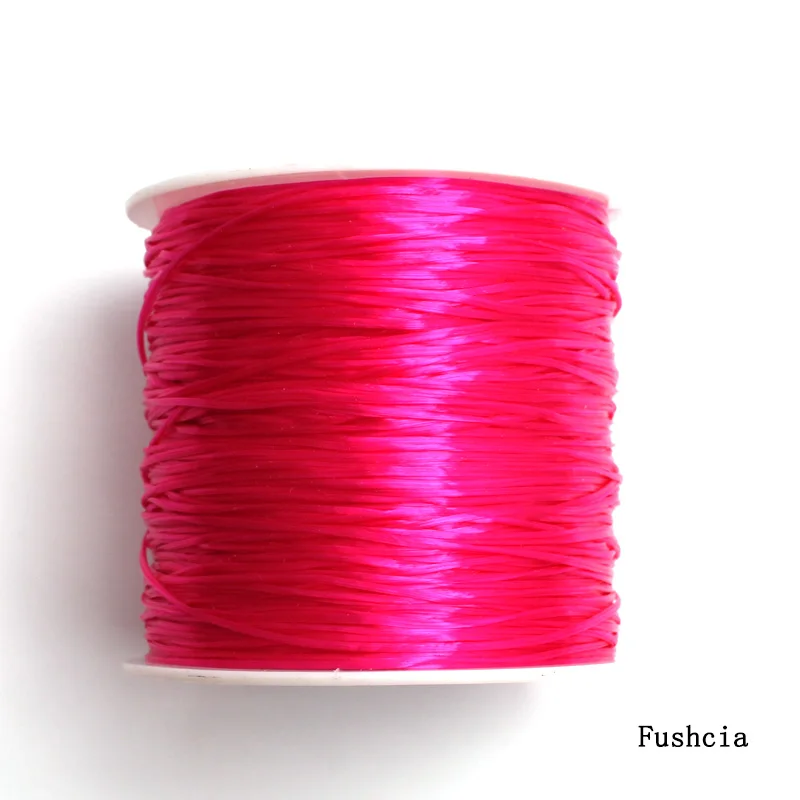 1 рулон 0,6 мм эластичная нить Круглый прозрачный шнур нейлон и каучук эластичный шнур для изготовления ювелирных изделий браслет аксессуары 60 м - Цвет: Fuschia