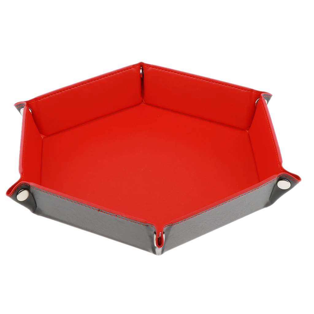 Dice Holder PU Leather Folding Hexagon Tray for RPG, DND and Other Table Games