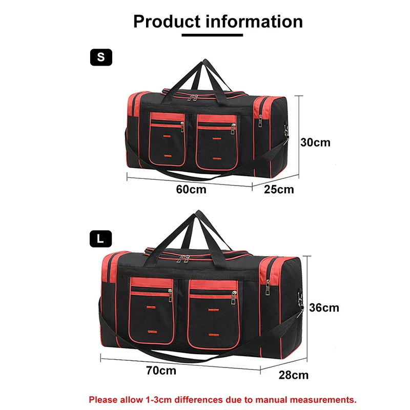 70L Outdoor Travel Bag Multi-Pocket Work Bag Short-Distance Business Trip Camping Duffel Bag Hand Luggage Storage Bag X722D