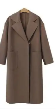 Dark Brown Осенне-зимняя одежда большой размер Женское шерстяное пальто костюм воротник женское шифоновое свободное лоскутное платье с длинным рукавом шерстяное пальто - Цвет: Dark Brown