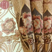 

French Luxury Curtain Beautiful Embroidery Windows Blackou Sequins Gauze Modern European Curtains for Living Room Bedroom Custom