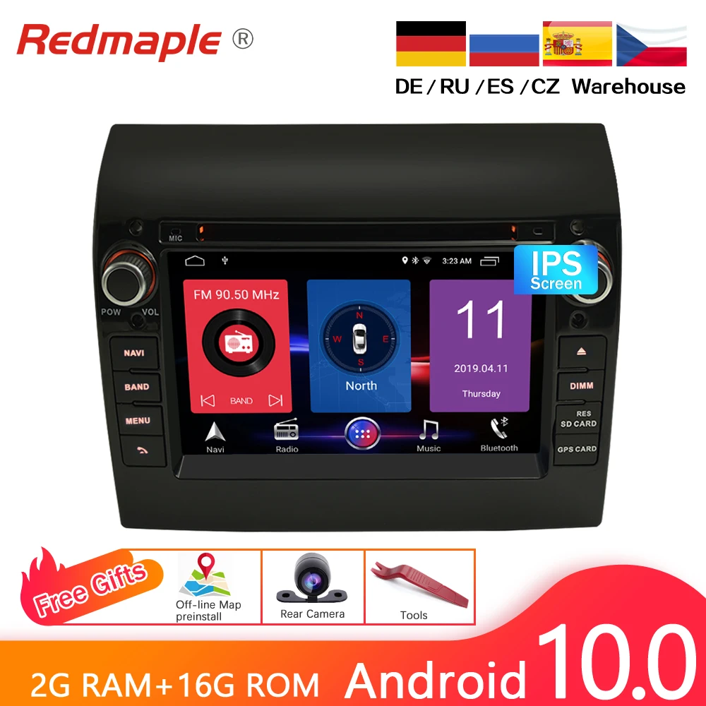 7 &quotAndroid 10 0 автомобильный DVD радио плеер GPS навигация Мультимедиа Стерео для Fiat