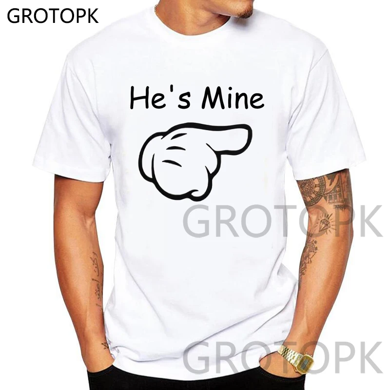 

Creative He's Mine Tshirt Men Pride Lgbt Gay Letter Prints Harajuku Casual T Shirt Unisex Couple Clothes