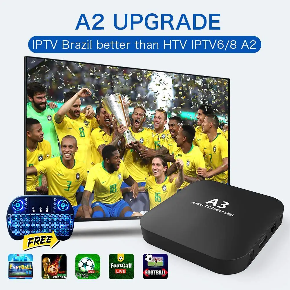 

2019 Newest IPTV Smart TV Brasilian A3 Box HTV6 Based on A2 HTV5 IPTV 5 6 Newest Upgraded Brasil Box with 250 Live Brasilia