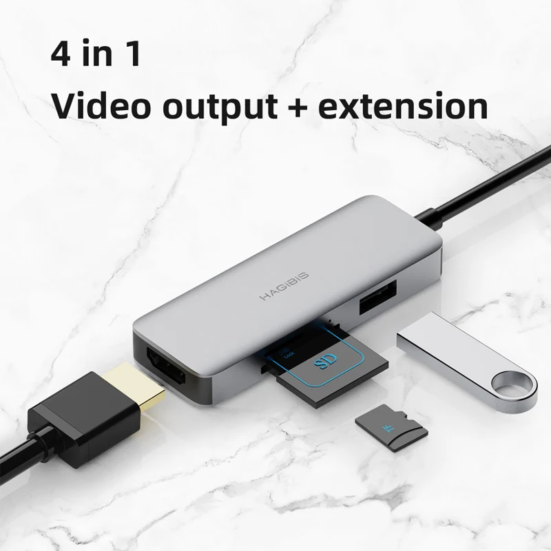Hagibis USB 3.0 to HDMI-compatible Adapter USB hub Video Converter HD  SD/TF card reader Converter for Windows 10/8.1/8/7 Mac OS