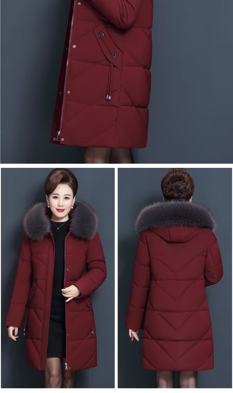 Зимнее женское хлопковое пальто большого размера, плотное теплое пальто с капюшоном, Женская парка среднего и среднего возраста, верхняя одежда, женский пуховик G1170