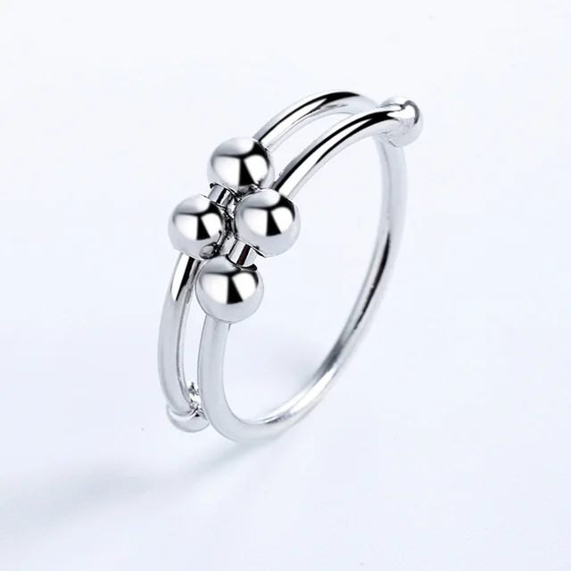 Rotating Fidget Beads Rings For Women Men Anti Stress Ring Spinner Adjustable Spiral Beads Rings Jewelry Gifts Anxiety Toy 3