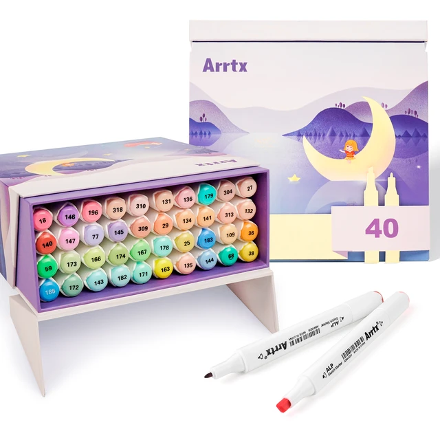 Arrtx ALP 90 Colors Alcohol Marker Pen Dual Tips Manga Sketching Markers  Art School Supplies Drawing Set