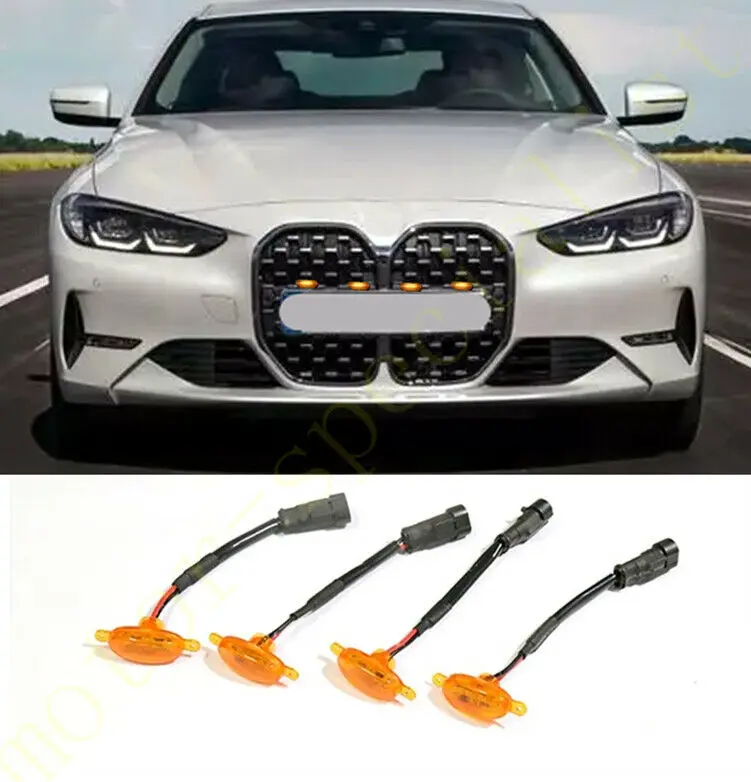 

Подходит для BMW 430 2021, светодиодный автомобильный передний бампер, решетка, светодиодный желтый светильник, в стиле Раптора, комплект освещения, декор с проводной скоростью