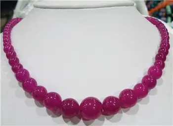 

6-14mm Rose jadestone Round Beads Necklace 18"