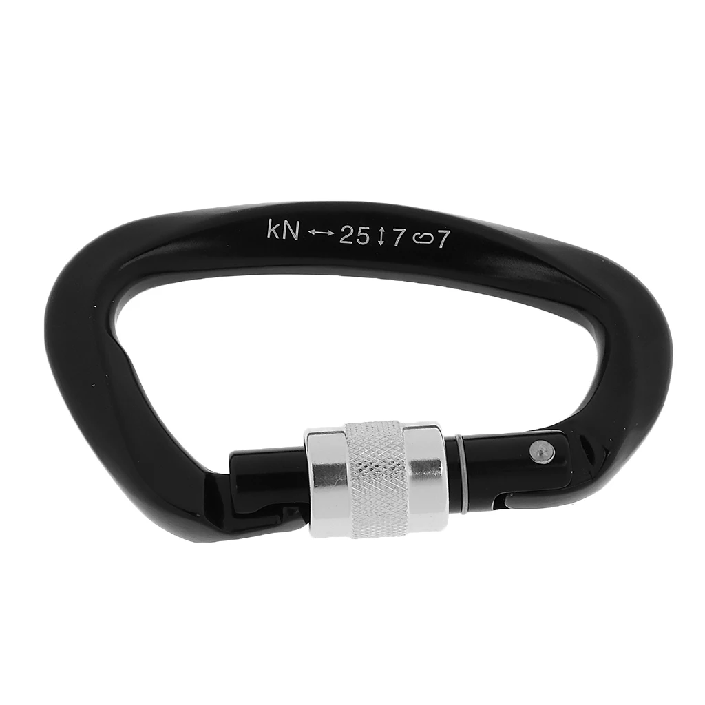 25KN D Ring Screw Locking Rock Climbing Carabiner Gear - 17mm Gate Opening