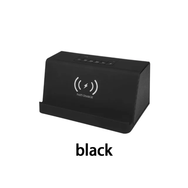 Металлический беспроводной Bluetooth Динамик с Беспроводной Зарядное устройство Портативный Динамик с Мощность банк Поддержка громкой связи бас стерео сабвуфер - Цвет: Black