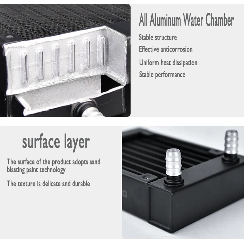 Ococoo-pure Alumínio Mini Ventilador do Radiador Acessórios Refrigeradores de Água g1 Rosca Roscas 160 mm Fit For Laptop Computador Processador Diy - Imagem 4