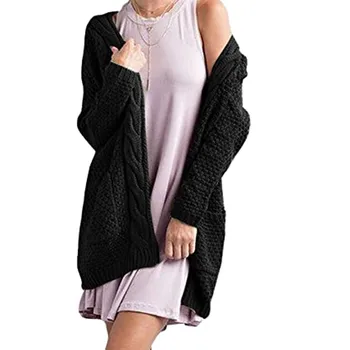 

2020 Winter Fashion Women Long Sleeve Knit Cardigan Sweater Solid Color Thick Warm Coat Casual Ropa De Mujer #3