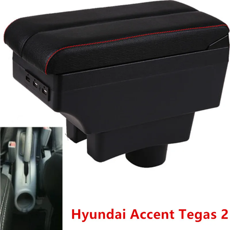 

for Hyundai Accent Tegas 2 armrest box central Store content Storage box with USB interface products 2002-2011
