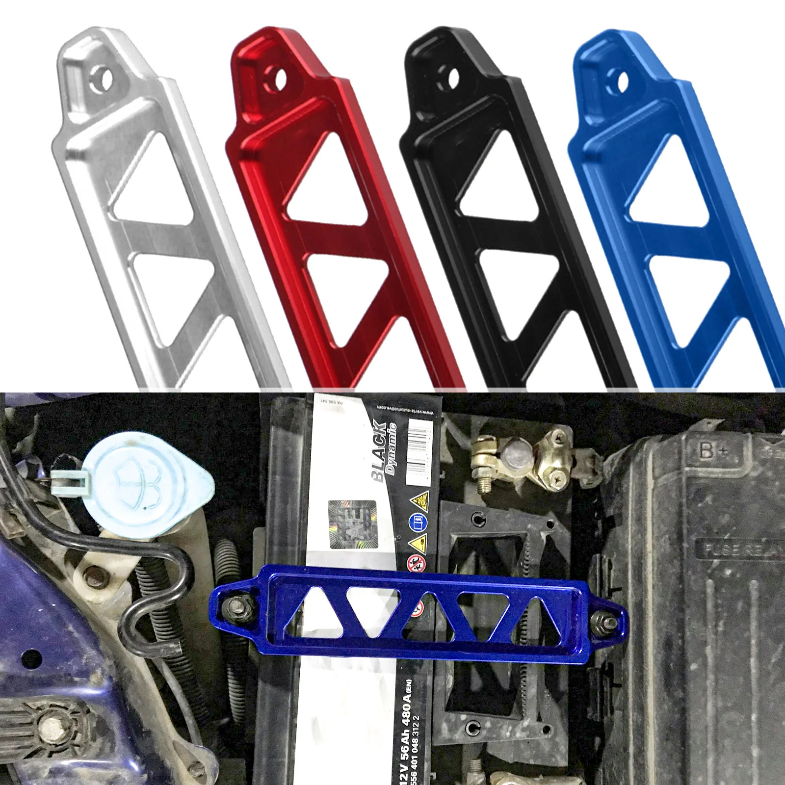 Car Battery Fasten Bracket Holder Aluminum Alloy Battery Tie Down Brace