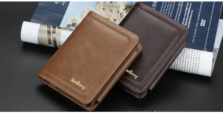 Baellerry из искусственной кожи Для мужчин кошельки мужской короткий кошелек, сумочка фирменного дизайна деньги складываются в три раза кошелек-клатч с держатель для карт Портмоне сумки