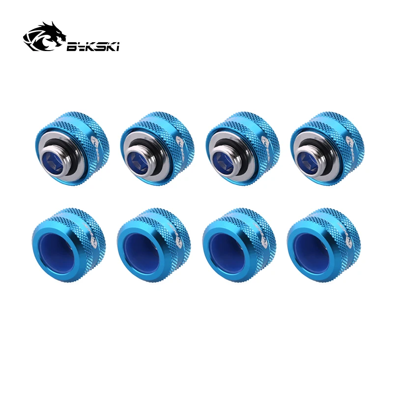 BYKSKI 8pcs/lot OD12mm/OD14mm/OD16mm Enhanced Anti-off Rubber Hand Compression Copper Fitting G1/4' use for Hard/Rigidity Tube