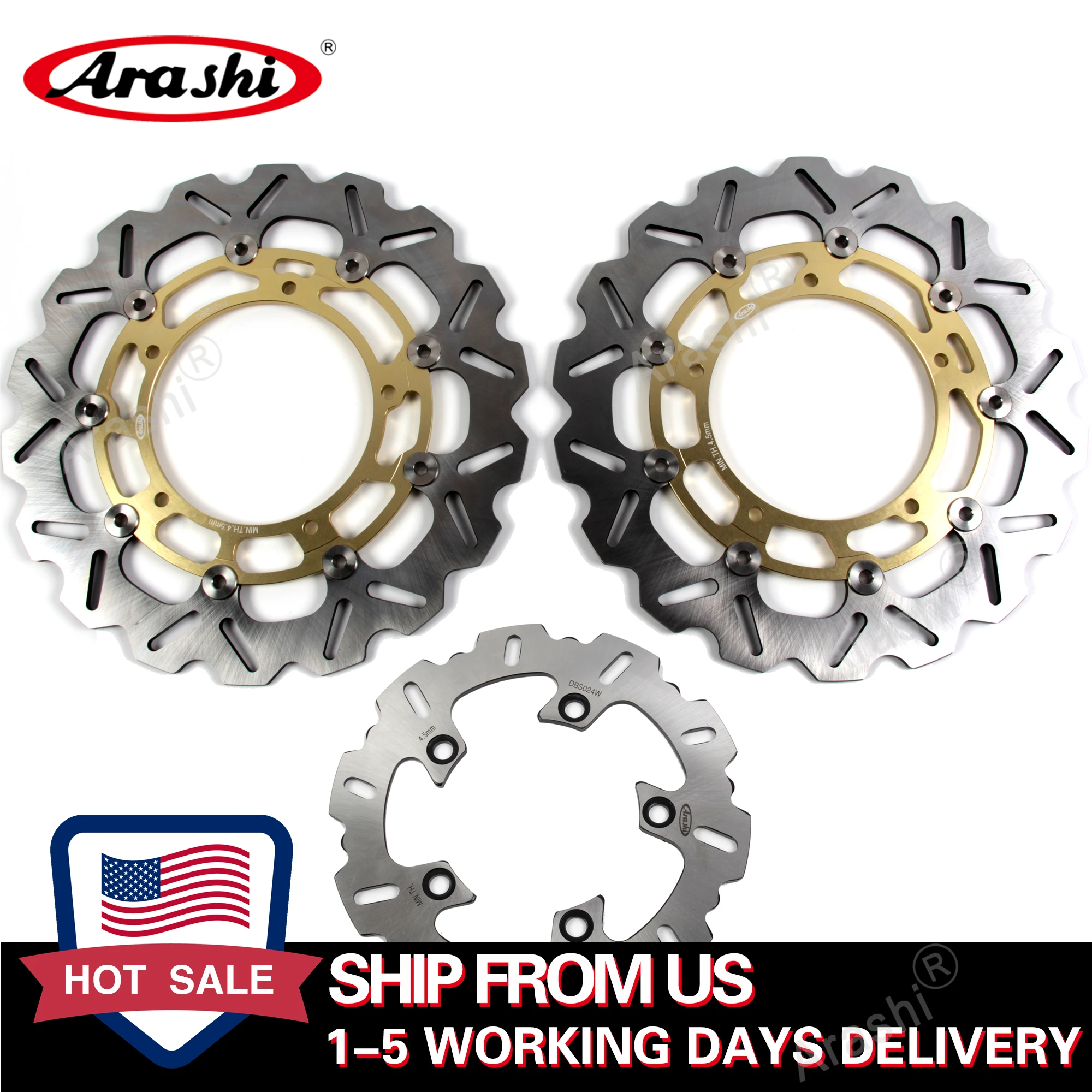 Arashi 1 Set CNC Front Rotors Rear Brake Discs For YAMAHA YZF R1 2007-2011 / YZF R6 2005-2015 YZF-R6 2006 2007 2008 2009 2010