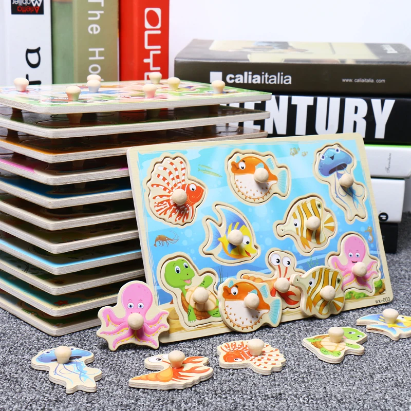 

New Baby Montessori Toys Wooden Puzzle Cartoon Vehicle Digital Animal Puzzles Jigsaw Board Learning Educational Toy for Children