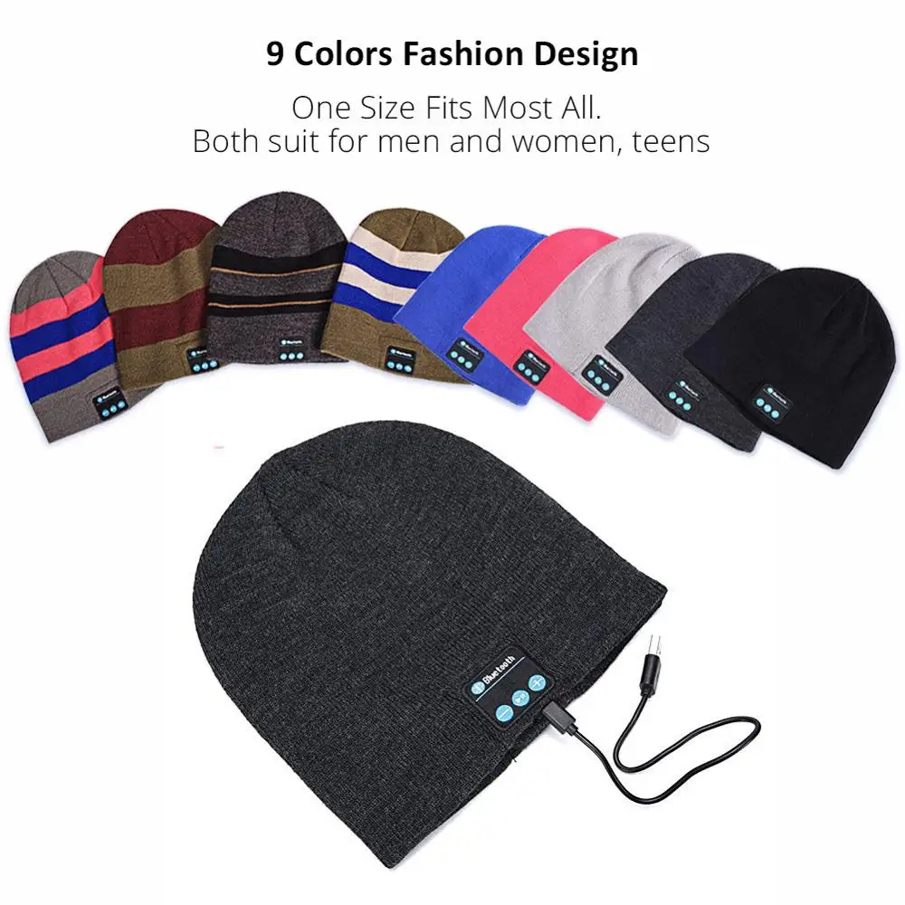 Wireless Bluetooth Music Hat Cap Bluetooth Earphone Headphone Headset Speaker with Mic Sport Knitted Hats warm Christmas Gift