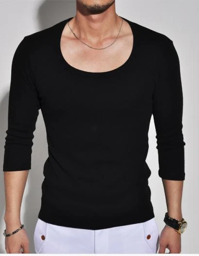 T shirt Men Solid Color Sexy Deep 