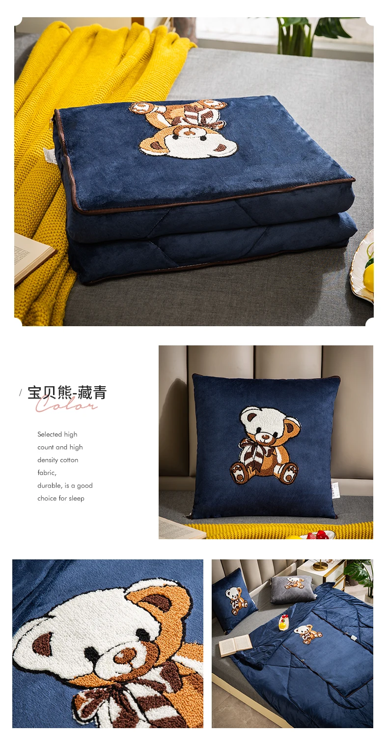 outdoor chair cushions 2 In 1 Velvet Cushion Blanket Car Sofa Multifunction Foldable Patchwork Blanket Pillow Decor Bear Pattern Air Conditioning Quilt cushions for outdoor furniture