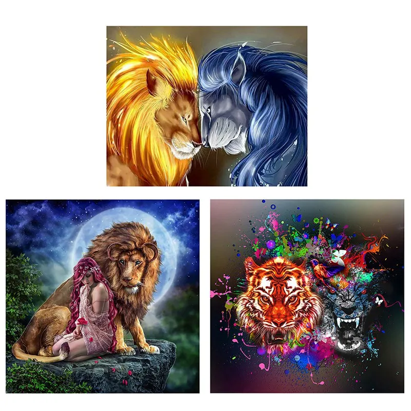 DIY Diamond Painting Animal Tiger Embroidery Mosaic Coast Landscape Art Kits Home Decoration 1 AB | Дом и сад