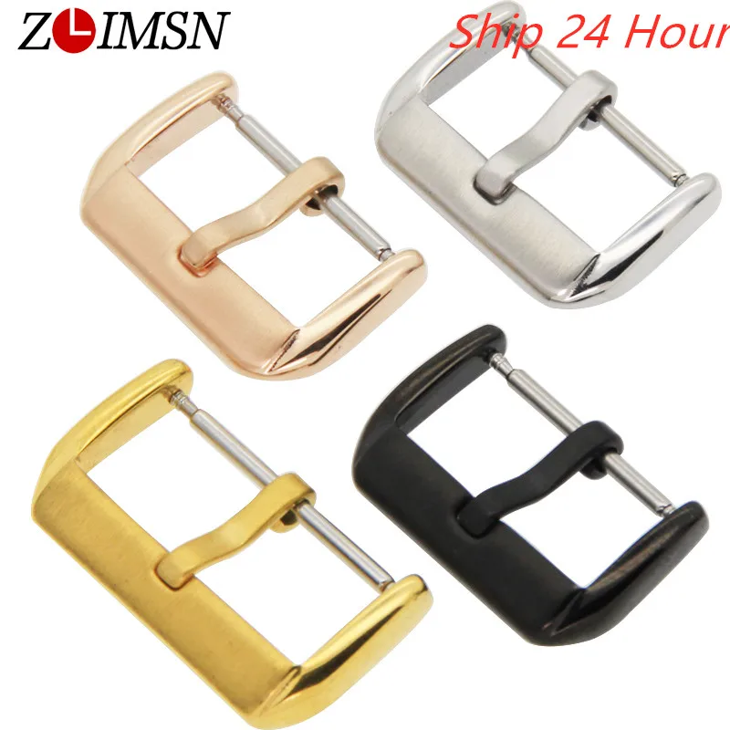 ZLIMSN 10 12 14 16 18 20 22mm Solid Stainless Steel Metal Buckle Watch Band Clasp Strap Pin Buckles relogio masculino | Наручные часы