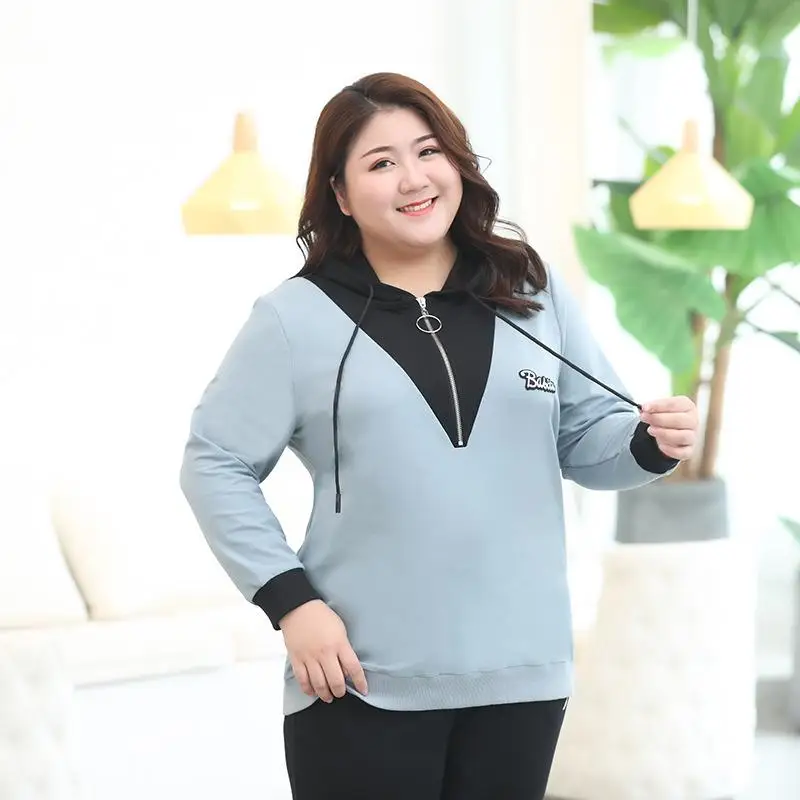 3XL-7XL Женский Плюс Размер толстовки свитера Осенние повседневные большие с капюшоном модные пуловеры 5XL 6XL женский свитер Топы