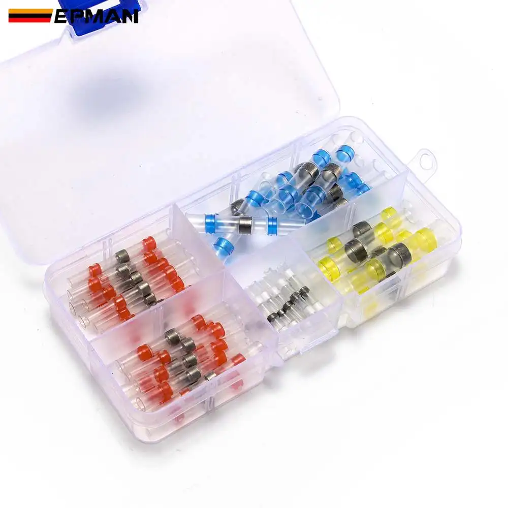 

EPMAN 50pcs Solder Sleeve Heat Shrink Butt Waterproof 26-10 AWG Wire Splice Connector EPH301GP50