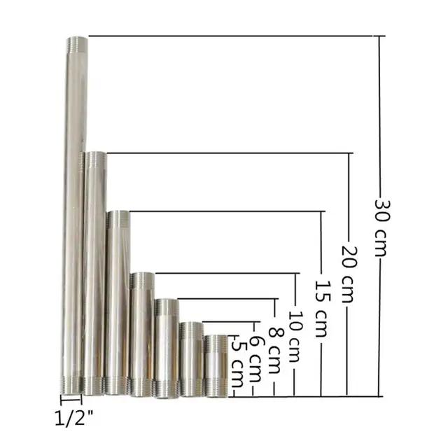 1/2 "Hím Szál Rozsdamentes Acél Csatlakozó Kerti Vízcső Adapter Hossza 5/6/8/10/20/30 Cm Opcionális Zuhanyzótartó Cső - Image 2
