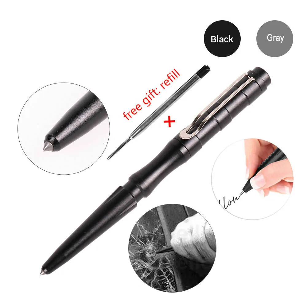 

Tenvellon Self Defense Supplies Tactical Gray Tactical EDC Safety tool Black Pen Pens Color defense Security protection personal