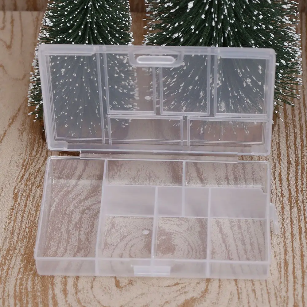 1pc 6 Grids Compartments Plastic Transparent Organizer Jewel Bead Case Cover Container Storage Box For Jewelry Pill Coin Sundry