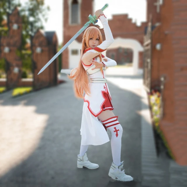 Anime Sword Art Online Asuna Cosplay Costume Dress Uniform For Halloween Sao  Asuna Yuuki Battle Suit Outfits Full Set With Wig - Cosplay Costumes -  AliExpress