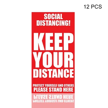 

Keep Your Distance Groceries Pharmacies Crowd Control Rectangle Line Up Safety Sign Social Distancing Banks Queues Floor Decals