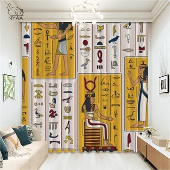 

Egypt Ancient Gold Palace Window Curtain Living Room Bedroom Home Decoration Panel Window Treatment Ultra-thin Micro Shading
