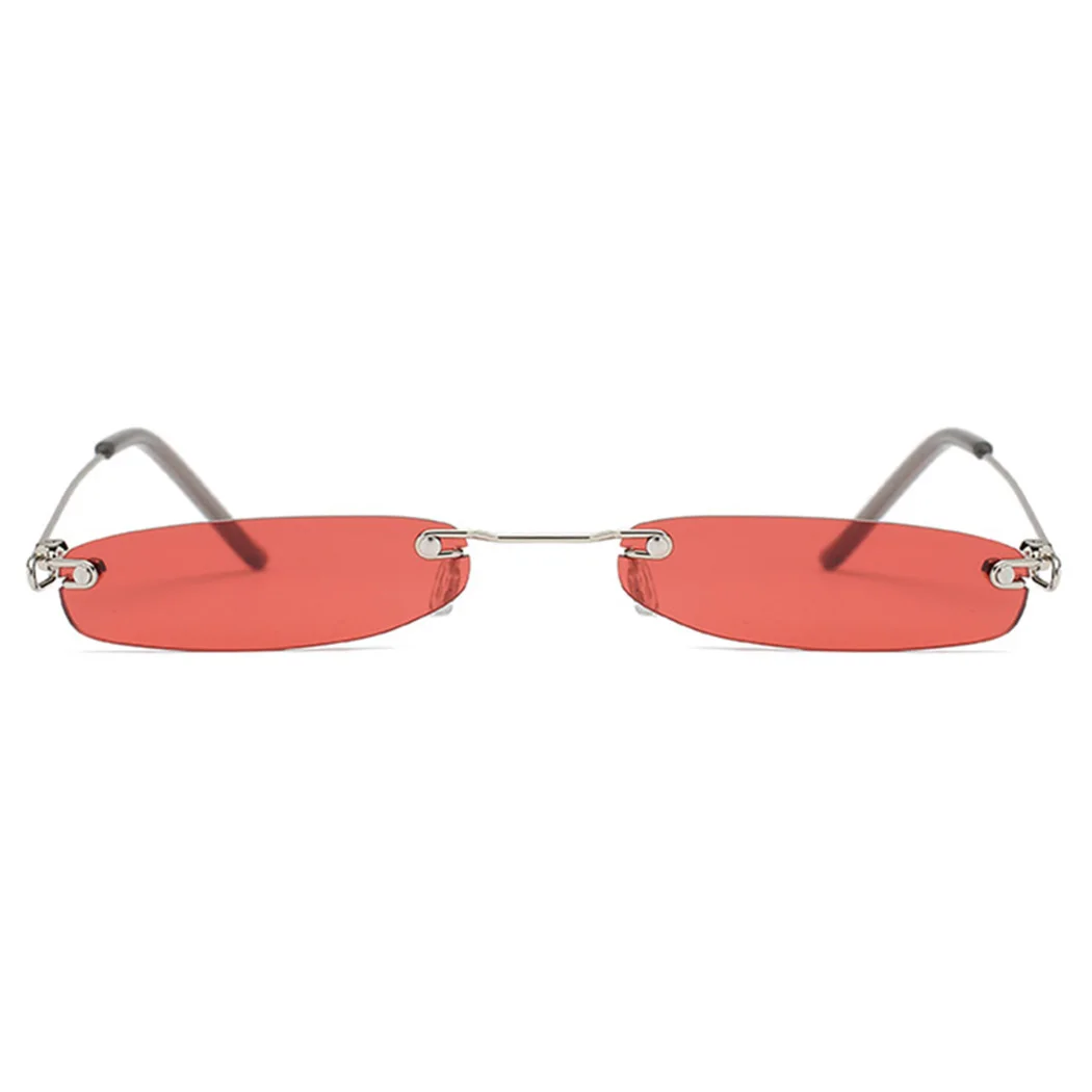 Винтажные прямоугольные без ободка, солнцезащитные очки для женщин и мужчин, солнцезащитные очки с океанскими линзами, маленькие узкие очки, женские солнцезащитные очки с металлической оправой
