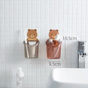 

Cute Bear Toothbrush Holder Storage Rack Bathroom Toothpaste Holder Tooth Brush Stand Shelf Bath Accessories K1356 D