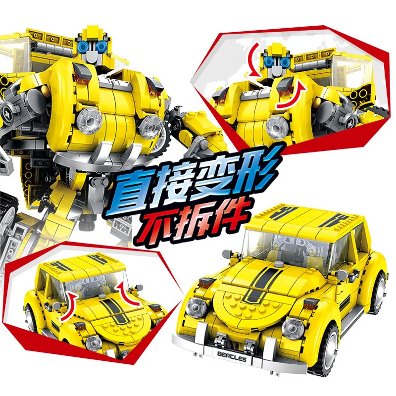 

Pan luo si 621019 Large Wasp Beetle Car Jingang Assembled Transformation Educational Children Building Blocks Toy