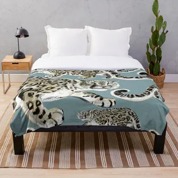 

Snow Leopard 2 Throw Blanket Soft Sherpa Blanket Bed Sheet Single Knee Blanket Office Nap Blanket