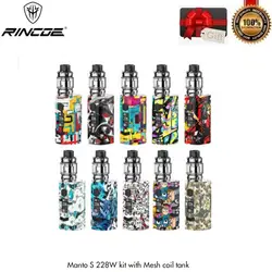 Оригинальный набор Rincoe Manto S Mesh 228 Вт Vape Box Mod с 6 мл Metis смесительный резервуар питание от двух 18650 батарей VS Rincoe Manto Mini