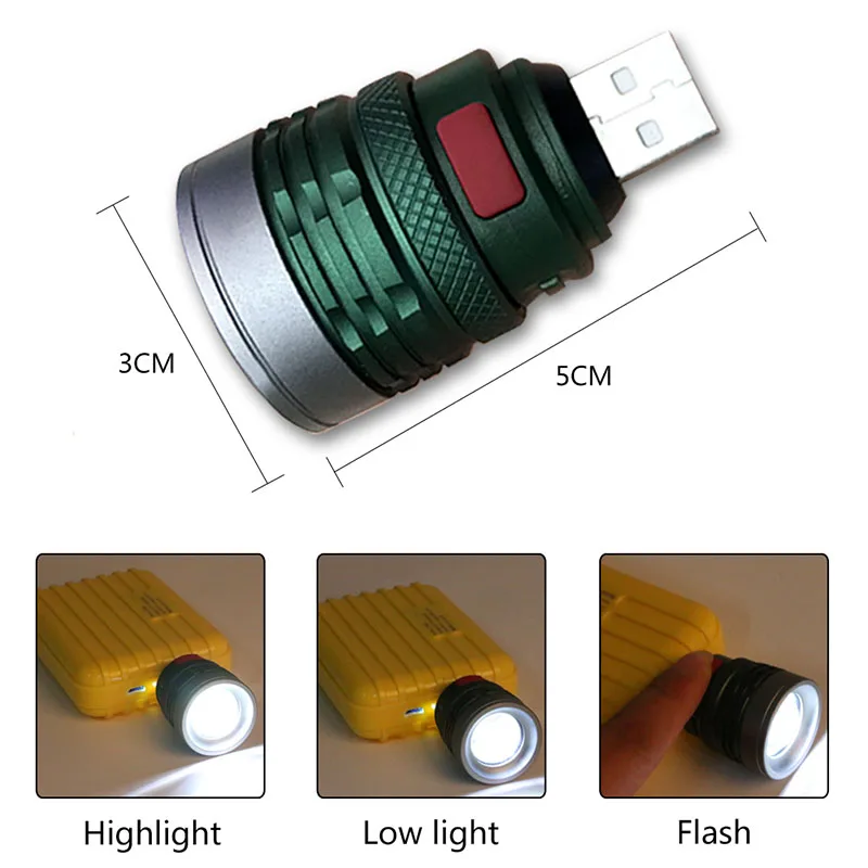 Usb зарядка интерфейс удобный карманный фонарик портативный мини масштабируемый 3 режима фонарь для верховой езды кемпинга ночной прогулки